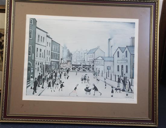 § Laurence Stephen Lowry (1887-1967) The Level Crossing, Burton-on-Trent 18 x 23.75in.